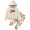 Arshiner Toddler Girl’s 2Pcs Outfits Clothing Sets Long Sleeve Hoodie Sweatshirt Pants Set with Pockets Fall Winter Clothes(Teddy Plaid)