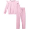 Arshiner Toddler Girls Clothes 2 Piece Outfits Ruffle Trim Long Sleeve Pullover Sweatshirts and Leggings Fall Clothing Sets(Dark Pink)
