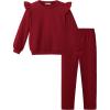 Arshiner Toddler Girls Clothes 2 Piece Outfits Ruffle Trim Long Sleeve Pullover Sweatshirts and Leggings Fall Clothing Sets(Dark Red)