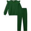 Arshiner Toddler Girls Clothes 2 Piece Outfits Ruffle Trim Long Sleeve Pullover Sweatshirts and Leggings Fall Clothing Sets(Green)