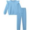 Arshiner Toddler Girls Clothes 2 Piece Outfits Ruffle Trim Long Sleeve Pullover Sweatshirts and Leggings Fall Clothing Sets(Light Blue)