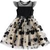 Arshiner Toddler Girls Tutu Dress Summer Contrast Mesh Party Dresses Cute Princess Tulle Sundress with Belt 2-8Y(Black+flower)