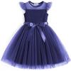 Arshiner Toddler Girls Tutu Dress Summer Contrast Mesh Party Dresses Cute Princess Tulle Sundress with Belt 2-8Y(Navy Blue)