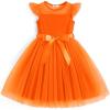 Arshiner Toddler Girls Tutu Dress Summer Contrast Mesh Party Dresses Cute Princess Tulle Sundress with Belt 2-8Y(Orange)