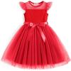 Arshiner Toddler Girls Tutu Dress Summer Contrast Mesh Party Dresses Cute Princess Tulle Sundress with Belt 2-8Y(Red)