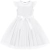 Arshiner Toddler Girls Tutu Dress Summer Contrast Mesh Party Dresses Cute Princess Tulle Sundress with Belt 2-8Y(White)