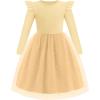 Arshiner Toddler Girls Tutu Dresses Long Sleeve Ruffle Fall Winter Holiday Star Sequin Tulle Dress 2-6Y(Beige)