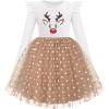 Arshiner Toddler Girls Tutu Dresses Long Sleeve Ruffle Fall Winter Holiday Star Sequin Tulle Dress 2-6Y(Christams Deer)