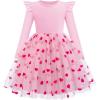 Arshiner Toddler Girls Tutu Dresses Long Sleeve Ruffle Fall Winter Holiday Star Sequin Tulle Dress 2-6Y(Pink Heart)