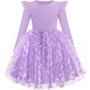 Arshiner Toddler Girls Tutu Dresses Long Sleeve Ruffle Fall Winter Holiday Star Sequin Tulle Dress 2-6Y(Purple Butterfly)
