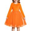 Arshiner Toddler Tutu Dress Girls Long Sleeve Fall Winter Peter Pan Collar Party Tulle Dresses for 2-6Y(Orange)