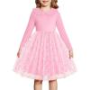 Arshiner Toddler Tutu Dress Girls Long Sleeve Fall Winter Peter Pan Collar Party Tulle Dresses for 2-6Y(Pink Flower)
