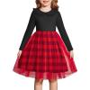 Arshiner Toddler Tutu Dress Girls Long Sleeve Fall Winter Peter Pan Collar Party Tulle Dresses for 2-6Y(Red/Black Plaid)