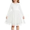 Arshiner Toddler Tutu Dress Girls Long Sleeve Fall Winter Peter Pan Collar Party Tulle Dresses for 2-6Y(White)