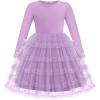 Arshiner Toddler Tutu Dress Girls Long Sleeve Fall Winter Ruffle Tiered Holiday Party Tulle Dresses(Lavender)