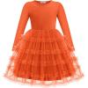 Arshiner Toddler Tutu Dress Girls Long Sleeve Fall Winter Ruffle Tiered Holiday Party Tulle Dresses(Orange)
