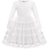 Arshiner Toddler Tutu Dress Girls Long Sleeve Fall Winter Ruffle Tiered Holiday Party Tulle Dresses(White)