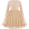 Arshiner Toddler Tutu Dress Little Girls Fall Winter Long Sleeve Holiday Party Tulle Dresses 3-8Y(Beige)