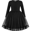 Arshiner Toddler Tutu Dress Little Girls Fall Winter Long Sleeve Holiday Party Tulle Dresses 3-8Y(Black)