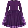 Arshiner Toddler Tutu Dress Little Girls Fall Winter Long Sleeve Holiday Party Tulle Dresses 3-8Y(Dark Purple)