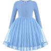 Arshiner Toddler Tutu Dress Little Girls Fall Winter Long Sleeve Holiday Party Tulle Dresses 3-8Y(Light Blue)