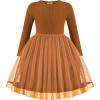 Arshiner Toddler Tutu Dress Little Girls Fall Winter Long Sleeve Holiday Party Tulle Dresses 3-8Y(Light Brown)
