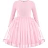 Arshiner Toddler Tutu Dress Little Girls Fall Winter Long Sleeve Holiday Party Tulle Dresses 3-8Y(Light Pink)