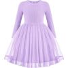 Arshiner Toddler Tutu Dress Little Girls Fall Winter Long Sleeve Holiday Party Tulle Dresses 3-8Y(Lilac)