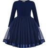 Arshiner Toddler Tutu Dress Little Girls Fall Winter Long Sleeve Holiday Party Tulle Dresses 3-8Y(Navy Blue)