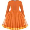 Arshiner Toddler Tutu Dress Little Girls Fall Winter Long Sleeve Holiday Party Tulle Dresses 3-8Y(Orange)