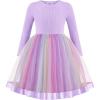 Arshiner Toddler Tutu Dress Little Girls Fall Winter Long Sleeve Holiday Party Tulle Dresses 3-8Y(Purple Rainbow)