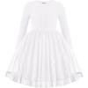 Arshiner Toddler Tutu Dress Little Girls Fall Winter Long Sleeve Holiday Party Tulle Dresses 3-8Y(White)