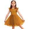 Arshiner Toddler Tutu Dress Little Girls Fluffy Summer Dresses Casual Party Tulle Sundress for Kids 2-6Y(Brown)