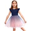 Arshiner Toddler Tutu Dress Little Girls Fluffy Summer Dresses Casual Party Tulle Sundress for Kids 2-6Y(Navy Blue+pink)