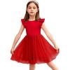 Arshiner Toddler Tutu Dress Little Girls Fluffy Summer Dresses Casual Party Tulle Sundress for Kids 2-6Y(Red)