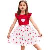 Arshiner Toddler Tutu Dress Little Girls Fluffy Summer Dresses Casual Party Tulle Sundress for Kids 2-6Y(Red Heart)