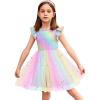 Arshiner Toddler Tutu Dress Little Girls Fluffy Summer Dresses Casual Party Tulle Sundress for Kids 2-6Y(Star Rainbow)