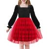 Arshiner Toddler Velvet Tutu Dress Tulle Puff Long Sleeve Square Neck Smocked Fall Winter Formal Party Birthday Dresses(Christmas Plaid)