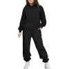 Arshinet Girls 2 Piece Outfits Hoodie Sweatsuit Sets Oversized Sweatshirt and Baggy Fall Fashion Sweatpant with Pockets(Black)