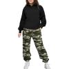 Arshinet Girls 2 Piece Outfits Hoodie Sweatsuit Sets Oversized Sweatshirt and Baggy Fall Fashion Sweatpant with Pockets(Black&camouflage)