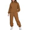 Arshinet Girls 2 Piece Outfits Hoodie Sweatsuit Sets Oversized Sweatshirt and Baggy Fall Fashion Sweatpant with Pockets(Brown)