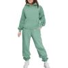 Arshinet Girls 2 Piece Outfits Hoodie Sweatsuit Sets Oversized Sweatshirt and Baggy Fall Fashion Sweatpant with Pockets(Green)