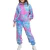 Arshinet Girls 2 Piece Outfits Hoodie Sweatsuit Sets Oversized Sweatshirt and Baggy Fall Fashion Sweatpant with Pockets(Purple&blue)