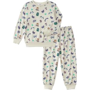 Arshiner Boys Camo Clothes 2 Piece Graphic Printed Sweatshirt and Pants Outfit Fall Winter Clothing Set 5-13 Years(Apricot)
