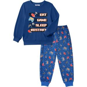 Arshiner Boys Camo Clothes 2 Piece Graphic Printed Sweatshirt and Pants Outfit Fall Winter Clothing Set 5-13 Years(Blue & Cartoon Prints)