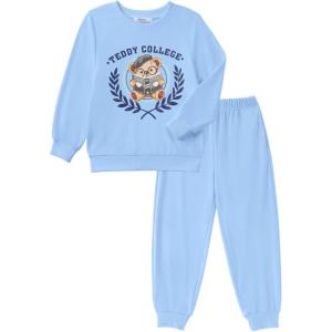 Arshiner Boys Camo Clothes 2 Piece Graphic Printed Sweatshirt and Pants Outfit Fall Winter Clothing Set 5-13 Years(Blue)