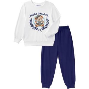 Arshiner Boys Camo Clothes 2 Piece Graphic Printed Sweatshirt and Pants Outfit Fall Winter Clothing Set 5-13 Years(White & Blue)