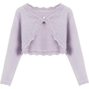Arshiner Girls Open Front Bolero Shrug Kids Long Sleeve Cropped Elegant Cardigan Knit Sweater(Light Purple)