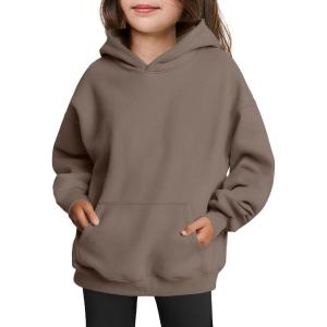 Arshiner Girls Oversized Hoodies Fleece Pullover Sweatshirts Kids Fashion Casual Outfits Fall Winter Clothes(Coffee Grey)