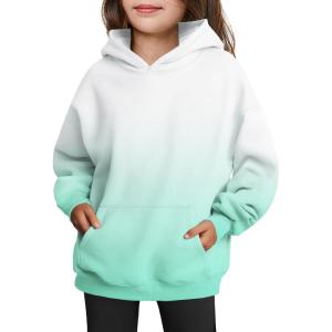 Arshiner Girls Oversized Hoodies Fleece Pullover Sweatshirts Kids Fashion Casual Outfits Fall Winter Clothes(Gradient Green)